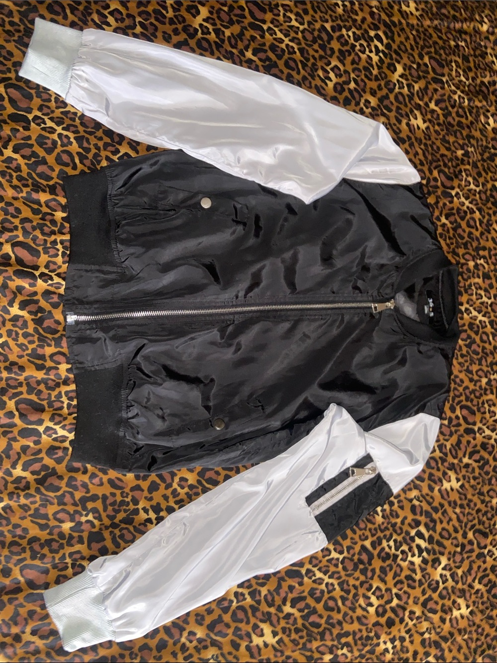 365 Black and Gray Two-Tone Women's Bomber Jacket